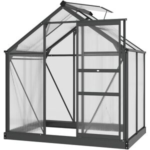 Outsunny - Walk-In Polycarbonate Greenhouse Plant Grow Galvanized Aluminium 6 x 4ft - Grey