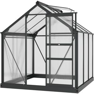 Walk-In Polycarbonate Greenhouse Plant Grow Galvanized Aluminium 6 x 6ft - Grey - Outsunny