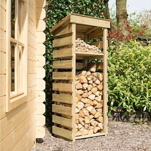 Rowlinson - Narrow Wooden Log Wood Store Kindling Shelf Garden Storage