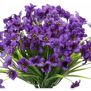 HOOPZI 10 Bundles Outdoor Artificial Flowers uv Resistant No Fade Fake Violet Flowers for Indoor Outside Hanging Plants Garden Patio Porch Window Box Home