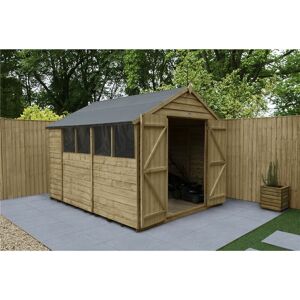 WORCESTER PRESSURE TREATED OVERLAP 10ft x 8ft Pressure Treated Overlap Apex Wooden Garden Shed - Double Doors - 4 Windows (3.1m x 2.5m) (core) - Modular