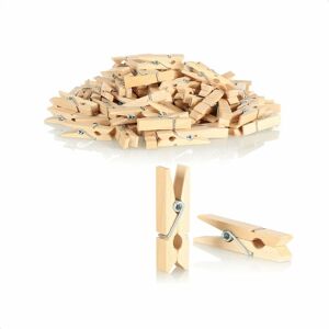 Denuotop - 120x mini clothes pegs made of lotus wood, small wooden pegs as decoration for photos, collages, postcards, photos and gifts (120 pieces