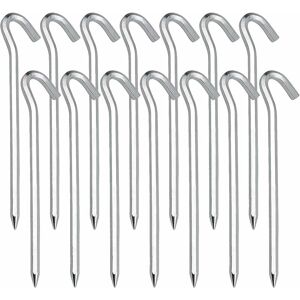 TINOR 14 Pieces Pegs Pegs, Steel Tent Pegs Ground Fixing Pegs Hook for Tent Camping Gardening,18cm