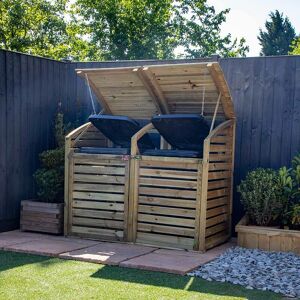 Wooden Pressure Treated Garden Bin Store - Double Bin Store - Waltons