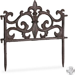 Set of 1 Relaxdays Cast Iron Flowerbed Fence, Vintage Design, Single Panel, Decorative Lawn Edging, HxW: 27x27cm, Brown