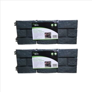 Samuel Alexander - 2 x 17cm 4 Piece Grey Brick Effect Garden Edging Boarder