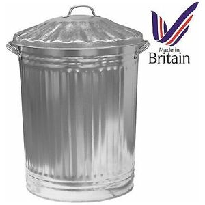 Viss - 2 x 90 litre galvanised waste bin garden rubbish dustbin storage strong bin