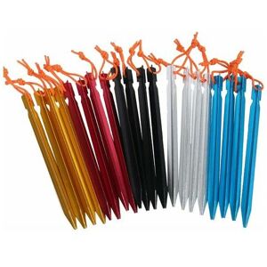 ORCHIDÉE 20 Pack Aluminum Alloy Tent Pegs with Drawstring for Outdoor Camping (5 Color Mix)