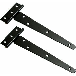 LOOPS 2x 12' Inch x 300mm t Hinges Black Outdoor Gate/Door Garden Shed Tee Strap