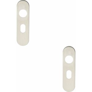 Loops - 2x pair Radius uk Oval Cylinder Plate Cover 170 x 45 x 8mm Satin Steel