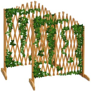 Gardebruk - Deuba 2x Expanding Trellis Fence Panels Upto 200x107cm Freestanding, Extendable, Adjustable Wooden Arched Plant Growing Support