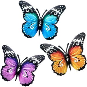 TINOR 3 Pieces Big Metal Butterfly Garden Ornaments Outdoor Large Outside Wall Art Decorations for Garden Fences Yard Sheds Hanging (styleA)