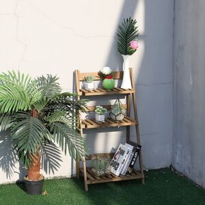 Livingandhome - 3 Tier Wood Plant Flower Pot Display Stand