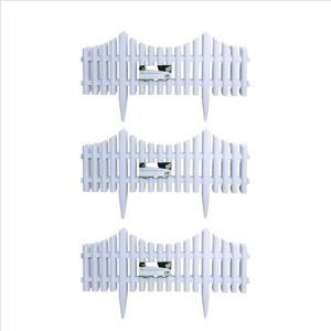 Samuel Alexander - 3 x 33cm 4 Piece Set White Wood Effect Picket Fence Garden Edging