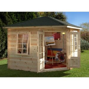 WORCESTER LOG CABINS 3.0m x 3.0m Corner Log Cabin With Double Doors - 28mm Wall Thickness includes Free Shingles