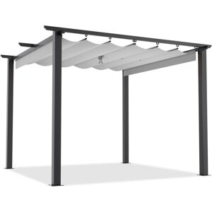 RATTANTREE 3Mx3M Outdoor Retractable Pergola with Canopy Patio Metal Shelter for Garden Lawn Grey