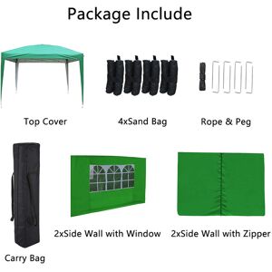 GREENBAY 3x3m Top Cover Side Panels For Outdoor Pop Up Gazebo Garden Marquee Tent Green