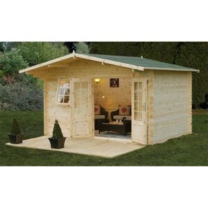 WORCESTER LOG CABINS 4.0m x 3.0m Classic Apex Log Cabin With Double Doors - 34mm Wall Thickness includes Free Shingles