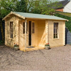 CHESHIRE LOG CABINS 4.2m x 3.3m Home Office Apex Log Cabin - 28mm Wall Thickness