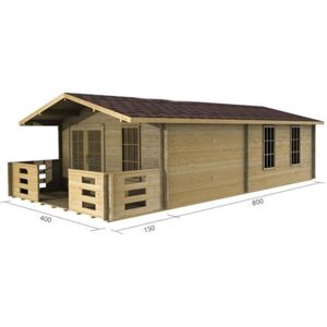 ABINGDON 4m x 8m Log Cabin (2049) - Double Glazing (44mm Wall Thickness)