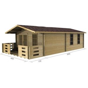 ABINGDON 4m x 8m Log Cabin (2049) - Double Glazing (70mm Wall Thickness)