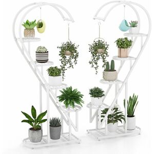 Costway - 5 Tier Metal Plant Stand Heart-shaped Ladder Plant Shelf w/Hanging Hook