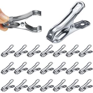 AOUGO 50pcs 1x5cm Stainless Steel Greenhouse Clips, Windproof Metal Greenhouse Clips Set Clothespins Clothes Clips for Home Garden Snack Bag Tightening