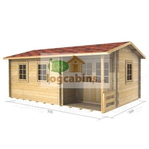 ABINGDON 5.5m x 3.5m Log Cabin (2114) - Double Glazing (70mm Wall Thickness)