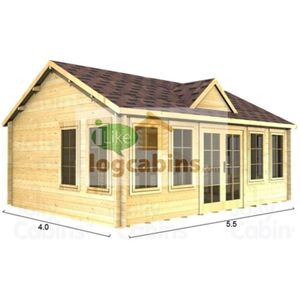 ABINGDON 5.5m x 4.0m Log Cabin (4997) - Double Glazing (70mm Wall Thickness)