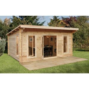 WORCESTER LOG CABINS 5m x 4m Large Pent Contemporary Log Cabin - 44mm Wall Thickness includes Free Shingles