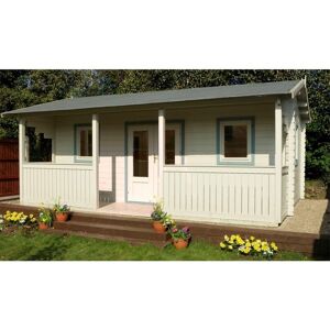 WORCESTER LOG CABINS 5m X 4m Reverse Log Cabin + Integral Veranda - 44mm Wall Thickness includes Free Shingles