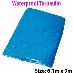 LOOPS 6.1 x 9m Outdoor Waterproof Blue Tarpaulin Sheets Ground Protective Cover Tarp