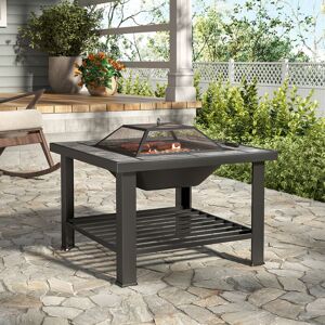 Warmiehomy - 76cm Outdoor Square Wood Burning Fire Pit