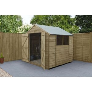 WORCESTER PRESSURE TREATED OVERLAP 7ft x 7ft Pressure Treated Overlap Apex Wooden Garden Shed With Double Doors (2.2m x 2.1m) - Modular