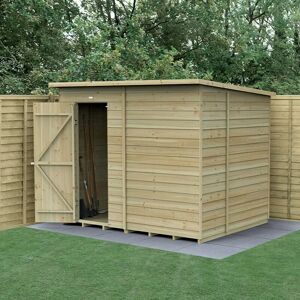 Forest Garden - 8' x 6' Forest 4Life 25yr Guarantee Overlap Pressure Treated Windowless Pent Wooden Shed (2.52m x 2.05m) - Natural Timber