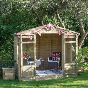 Garden Oakley Double Door Fully Glazed Pressure Treated Summerhouse - 8ft x 6ft - Forest