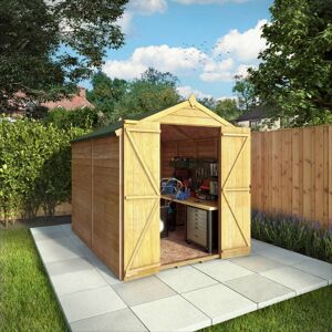 Overlap Apex Wooden Garden Storage Shed 8 x 6 - Double Door and Windowless - Waltons