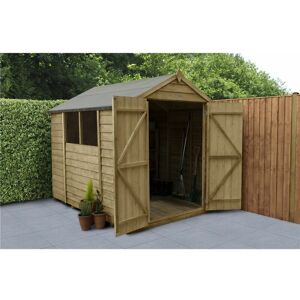 WORCESTER PRESSURE TREATED OVERLAP 8ft x 6ft Pressure Treated Overlap Apex Wooden Garden Shed - Double Door (2.4m x 1.9m) - Modular (core)