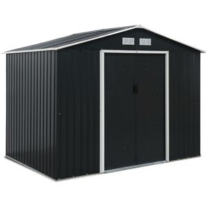 Sweeek - 9 x 6FT) 5.39m² Metal garden shed - Tool shed with single latch door, ground fixing kit supplied - Ferrain - Grey and White - Anthracite