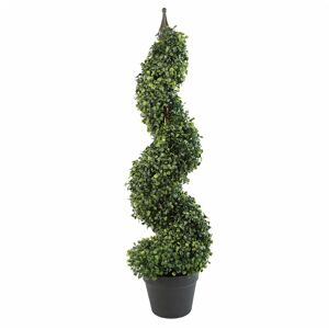 Leaf - 90cm (3ft) Tall Artificial Boxwood Tower Tree Topiary Spiral Metal Top