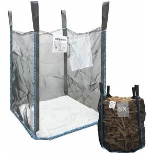 Arebos - 5x Premium Wood Bag Big Bag 100x100x120 cm with 4 loops and filling skirt load capacity 1000 kg bags for building rubble, wood, garden waste