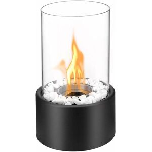 LANGRAY Bio Ethanol Fireplace Indoor Outdoor Camping Glass Top Burner Fire Katy Black Tabletop Round (Black)