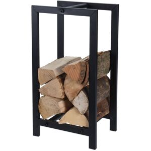 URBN LIVING Black Metal Fireplace Wood Log Storage 59x30x22cm [208393]