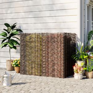 WARMIEHOMY Brown 81cmD Trash Can Fence Wicker Privacy Fence