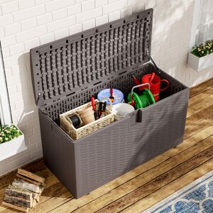 Warmiehomy - Brown Outdoor Storage Bin Deck Box with Lock Hole