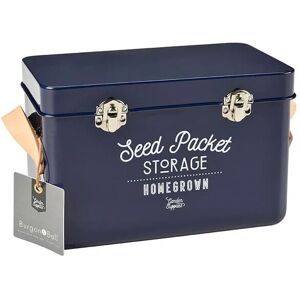 Burgon & Ball Burgon&ball - Leather Handled Seed Packets Storage Tin - Atlantic Blue