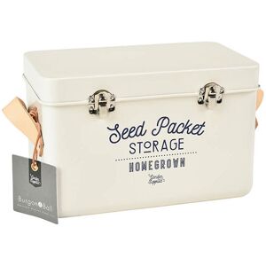 Burgon & Ball Burgon&ball - Leather Handled Seed Packets Storage Tin - Stone