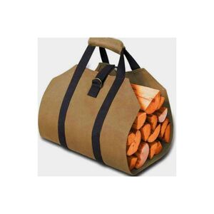 Canvas Log Bag, Fireplace Firewood Storage Bag, Large Capacity Outdoor Log Holder with Carrying Handles (Khaki) - Rhafayre