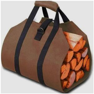 RHAFAYRE Canvas Log Bag, Fireplace Firewood Storage Bag, Large Capacity Outdoor Log Holder with Carrying Handles (Coffee)