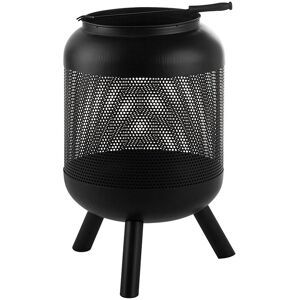 Beliani - Modern Outdoor Charcoal Fire Pit Black Steel Metal Cylindrical Round Veer - Black